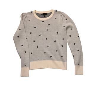 Banana Republic Merino-Blend Puff Sleeve Horseshoe Print Sweater Small